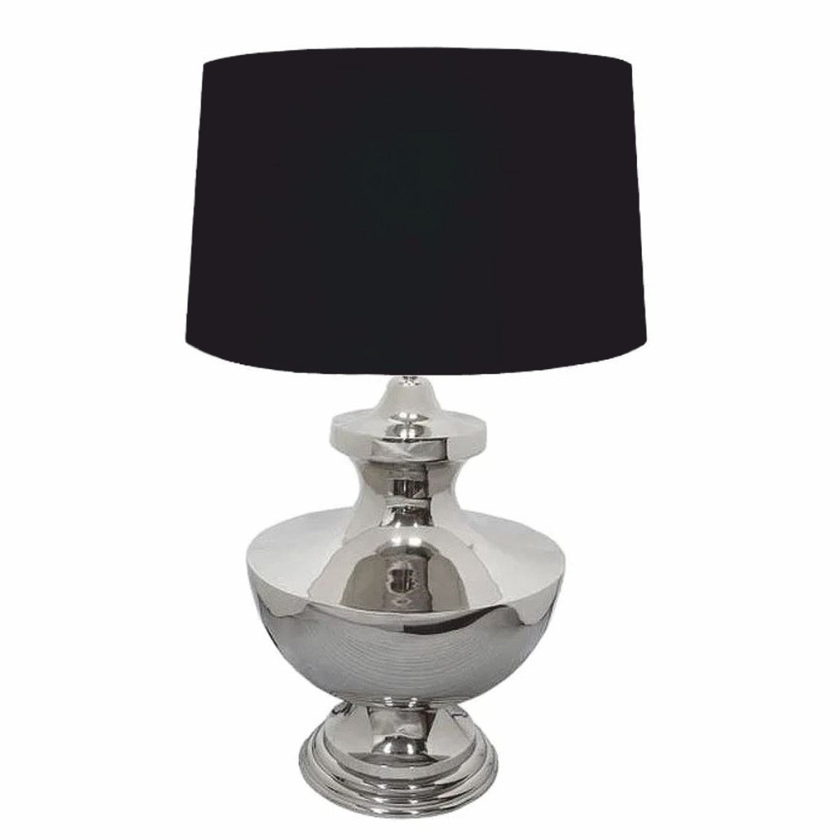 Art Deco Metall Tischleuchte Silber / Schwarz Ø 46 x H. 69 cm