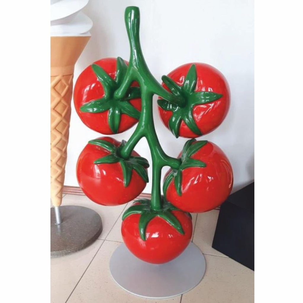 XXL Deko Tomaten am Stengel mit Ständer Rot / Grün / Grau H. 100 cm