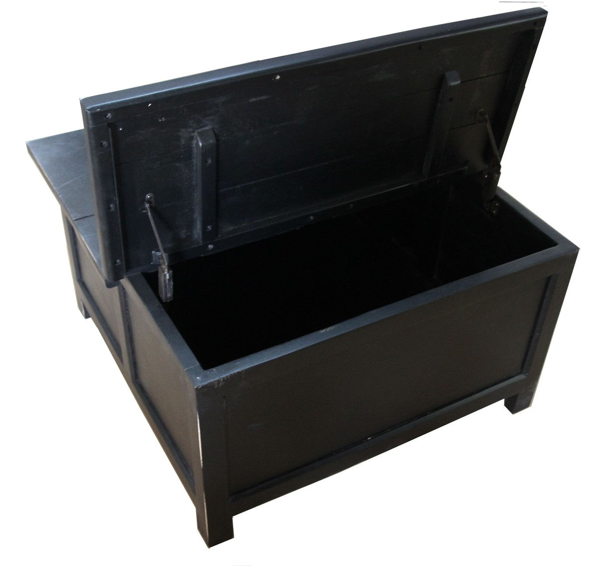 aufklappbarer Couchtisch in Schwarz - 85,5 cm x 85,5 cm x H45 cm - Landhausstil