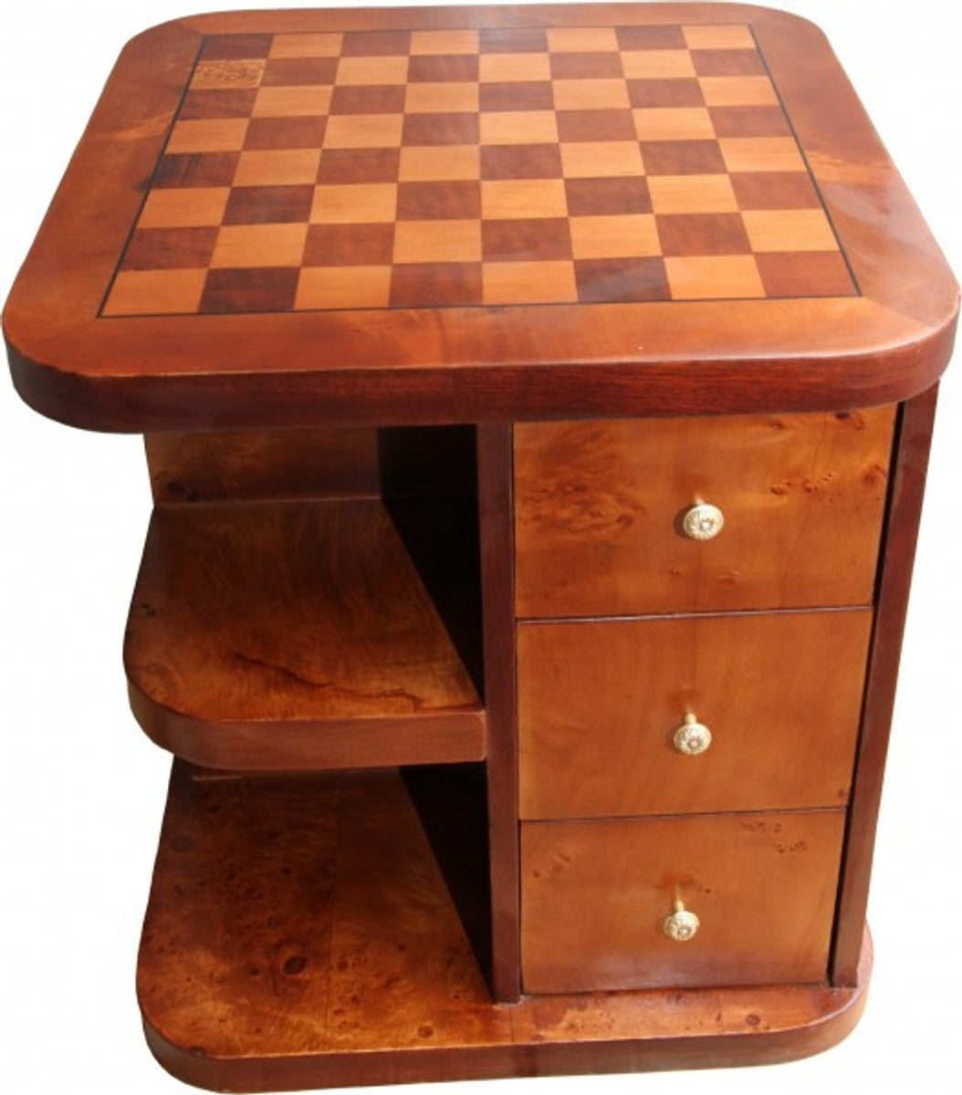 Art Deco Spieltisch Schach / Dame Mahagoni Mod2 L 50 x B 50 x H 55 cm - Möbel Antik Stil Barock