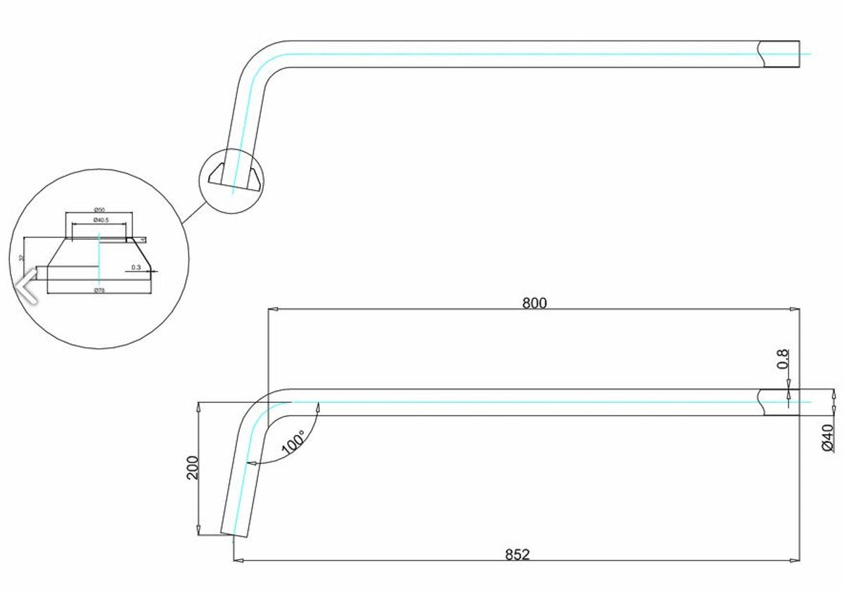 Ablaufrohr Chrom für Nostalgie Badewanne Naturstein freistehend 1700mm BCha - Ablauf Rohr