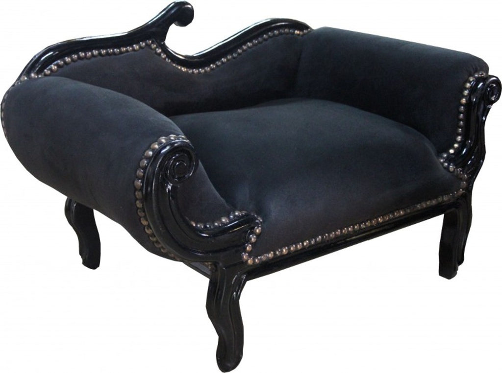Barock Hunde & Katzen Chaiselongue Sofa Schwarz /Schwarz Hundebett & Katzenbett - Limited Edition
