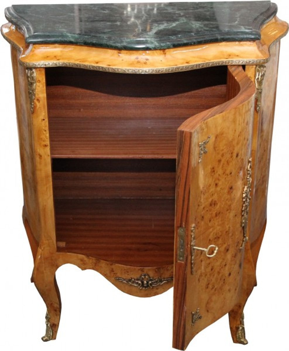 Barock Kommode mit Marmorplatte Hellbraun - Modell Mahagoni