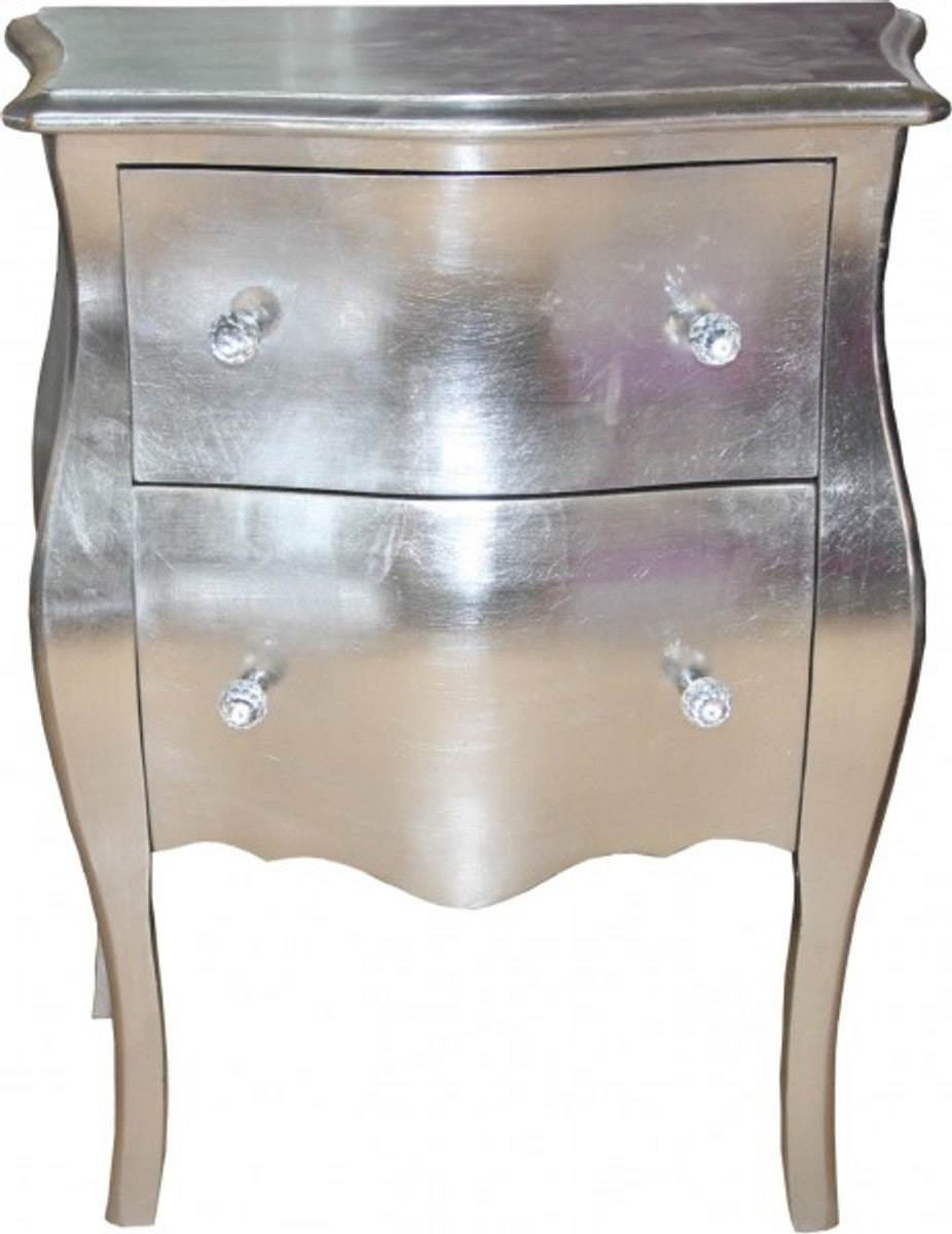 Barock Kommode Silber Antik Look H 78 cm, B 62 cm, T 36 cm