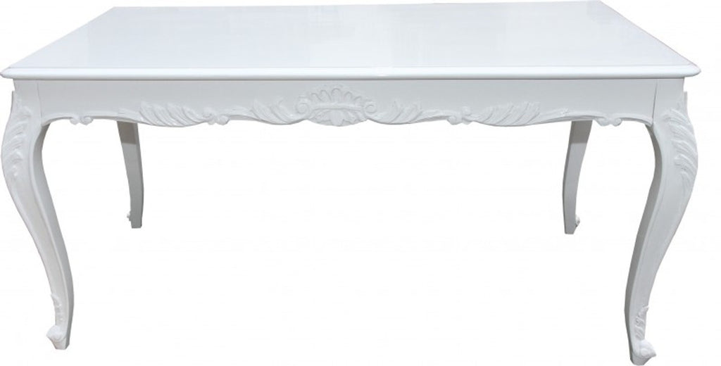 Barock Esstisch Weiss glänzend 140 cm