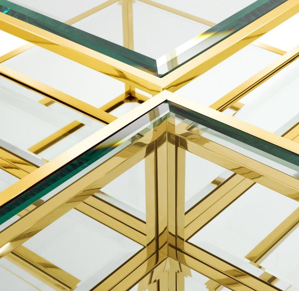 Art Deco Luxus Couchtisch Gold 4er Set - Wohnzimmer Salon Tisch